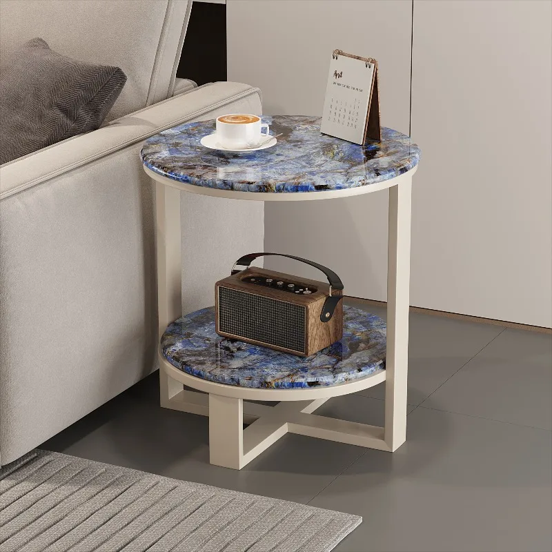 *w for Modern Microlite Side Table with Metal Frame - Luxury Accent Table for Living Room, Bedroom & Home Decor*