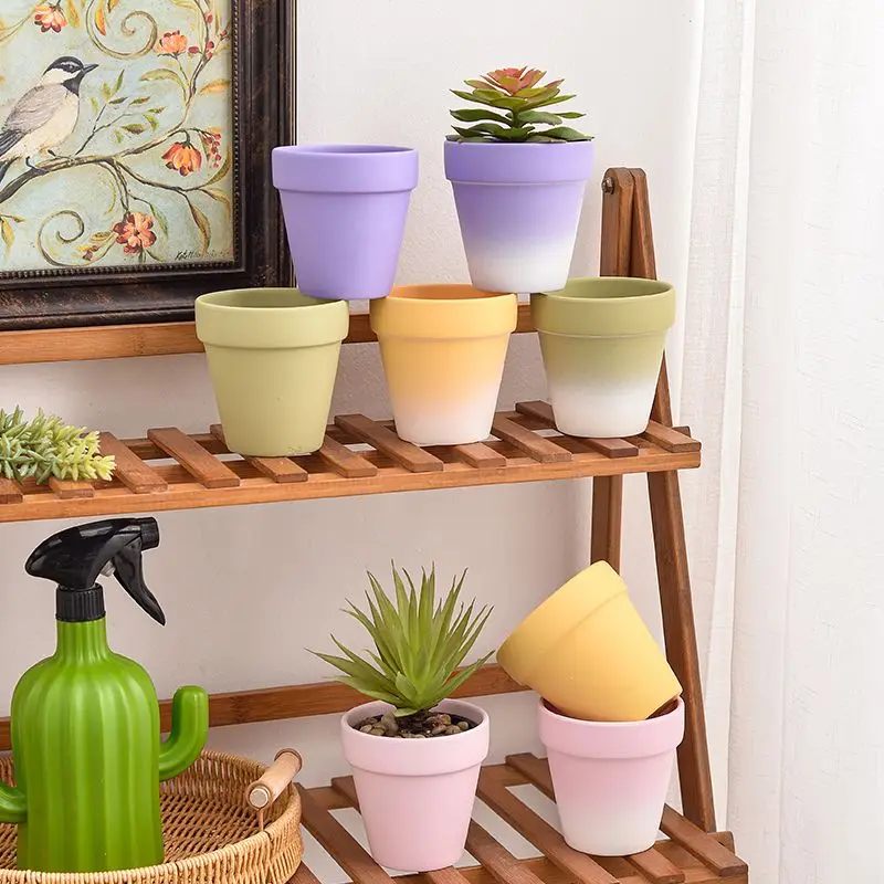 1pc High-Value New Colored Clay Ceramic Flower Pots, Cute Circular Home Balconies, Simple Colors, Ins Style, Succulent Pots