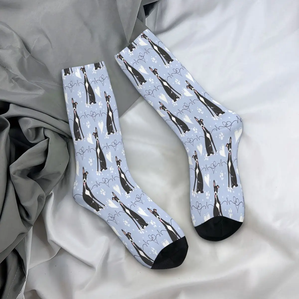 LOVE Black White Whippet Geryhound Greyhounds calzini per cani uomo uomo donna calze estive stampate