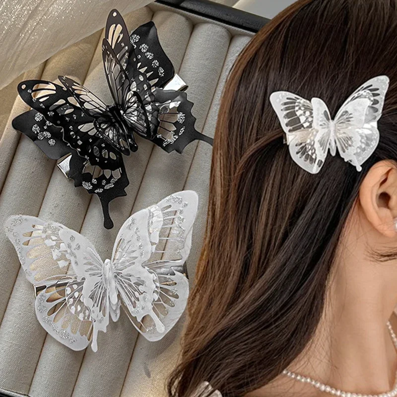 New 3D Movable Butterfly Shaped Hair Clips Metal Hollow Fashion Flying Butterfly Barrettes Kit Hair Accessories Women image 2