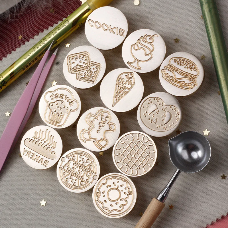 Western Style Dessert Series Wax Seal Cake Dim Sum Baking Pattern Wax Stamp Head Envelope Postcard Package Greeting Card Sealing