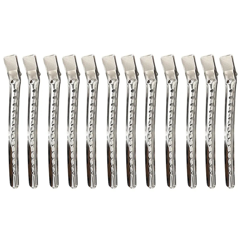 

12Pcs Long Nose Steel Hair Clips Professional Salon Hair Dyeing Tool for Braiding Styling Hairdressing Accessories Size L