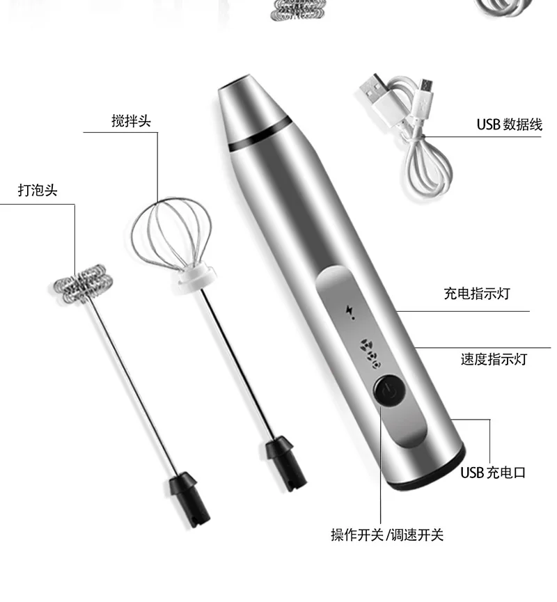 Handheld Electric Mixer, Milk Frother, Coffee Maker, Portable Blender, 3-Speed Cream Maker, Kitchen Ingredient Mixer-image