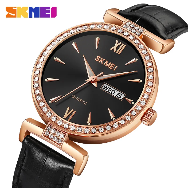 

SKMEI Light Luxury Sparkle Dial Women's Watch Metal Graduated Fashion Versatile Date Waterproof Quartz Watch relogios feminino