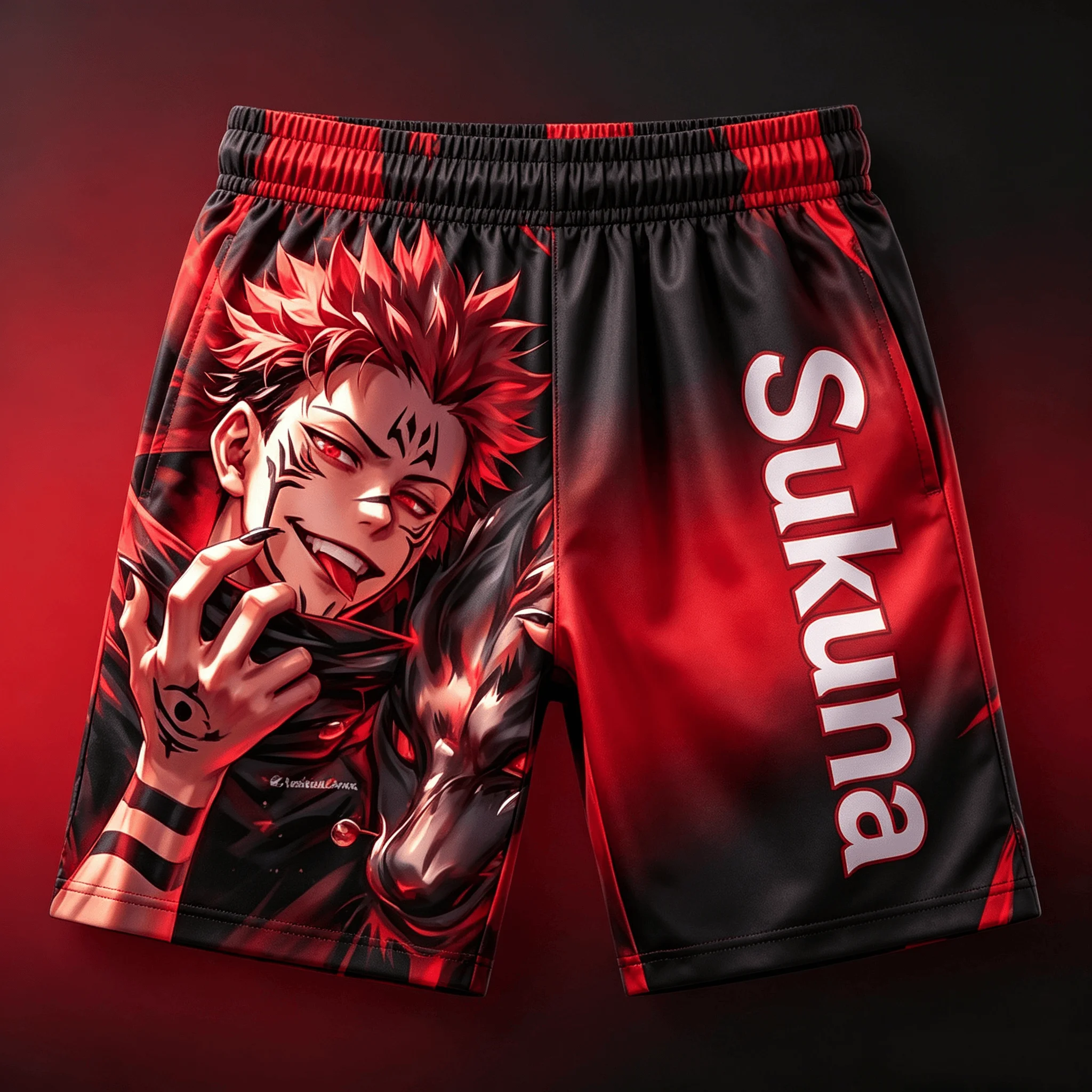 2026 Summer Jujutsu Kaisen Ryomen Sukuna Quick Dry Gym Shorts, Men's Unisex Anime Print Running Sports Board Casual Shorts