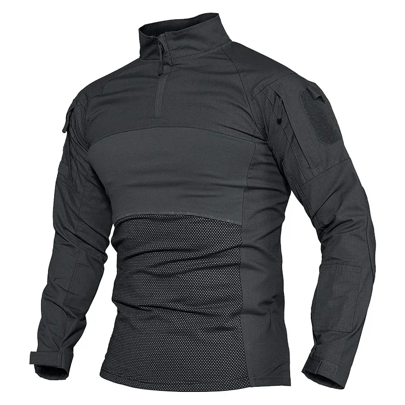 Camiseta táctica hombre camuflaje woodland manga larga outdoor caza