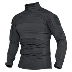 Camiseta táctica hombre camuflaje woodland manga larga outdoor caza