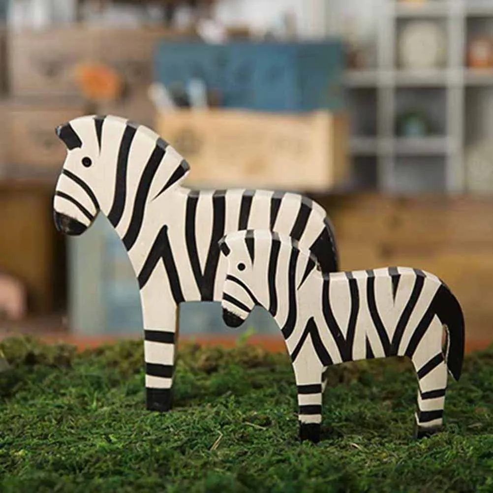

2Pcs Wood Portable Wood Zebra Use Cute Creative Car Decor Shape Car Bedroom Decor Gifts Animal naments