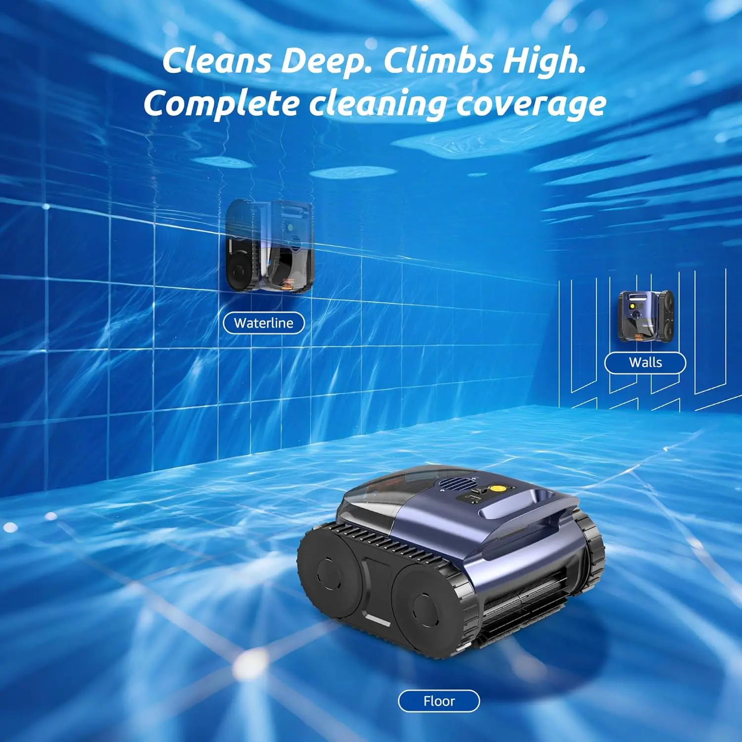 Robot Limpiafondos Inteligente para Piscinas, Aspiradora Subacuática Inalámbrica, Limpiador Eléctrico para Piscinas