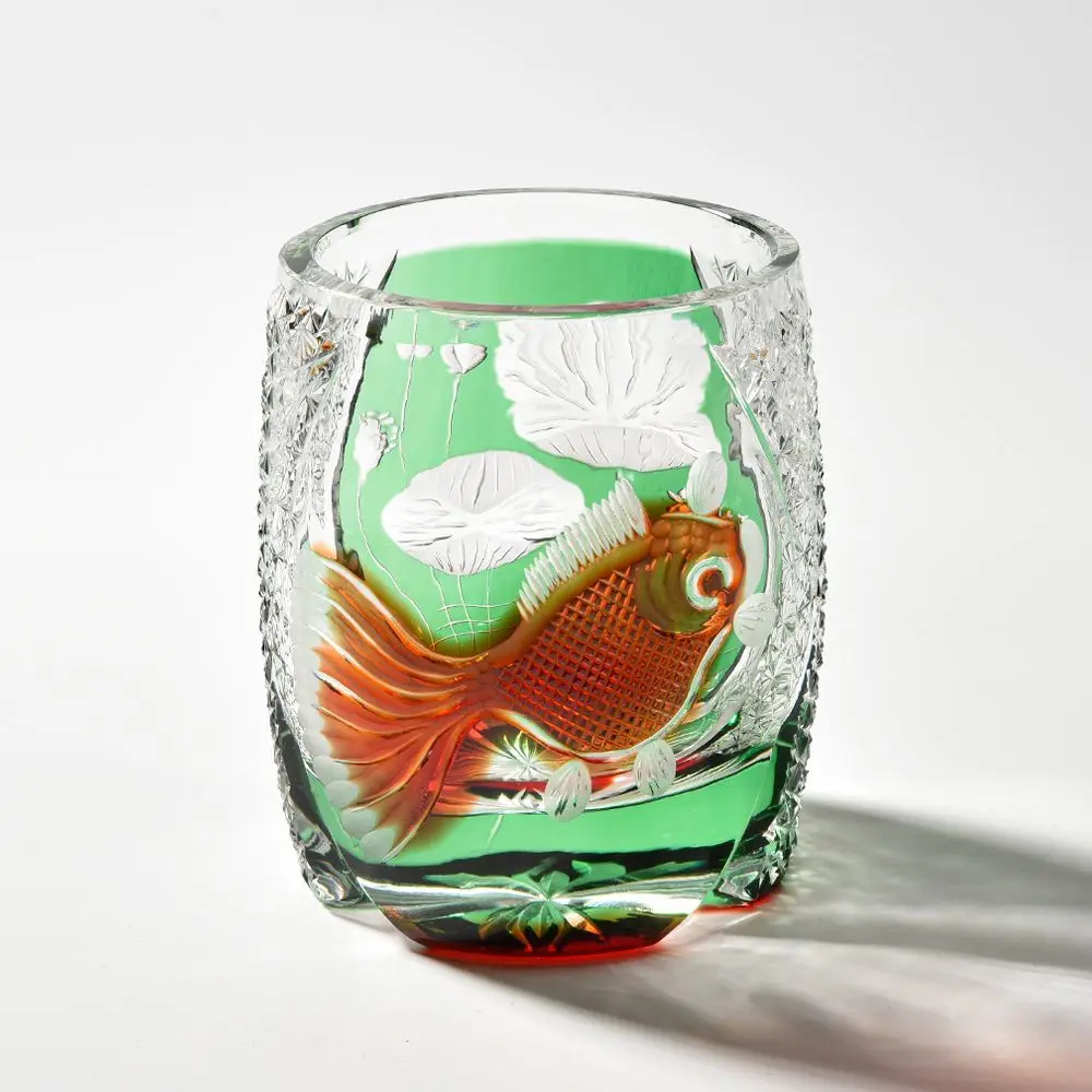 إيدو قطع الطفل الإنترنت المشاهير لوتس بركة ضوء القمر اليدوية المنزلية ويسكي ضوء الفاخرة كريستال كأس النبيذ كوب البيرة عالية فال