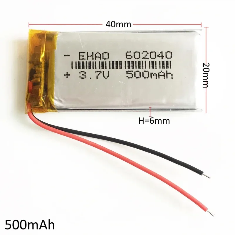 Lot 10 pcs 3.7V 500mAh 602040   Lithium Polymer LiPo Rechargeable Battery For Mp3 Camera Bluetooth Speaker GPS PSP pen Camera