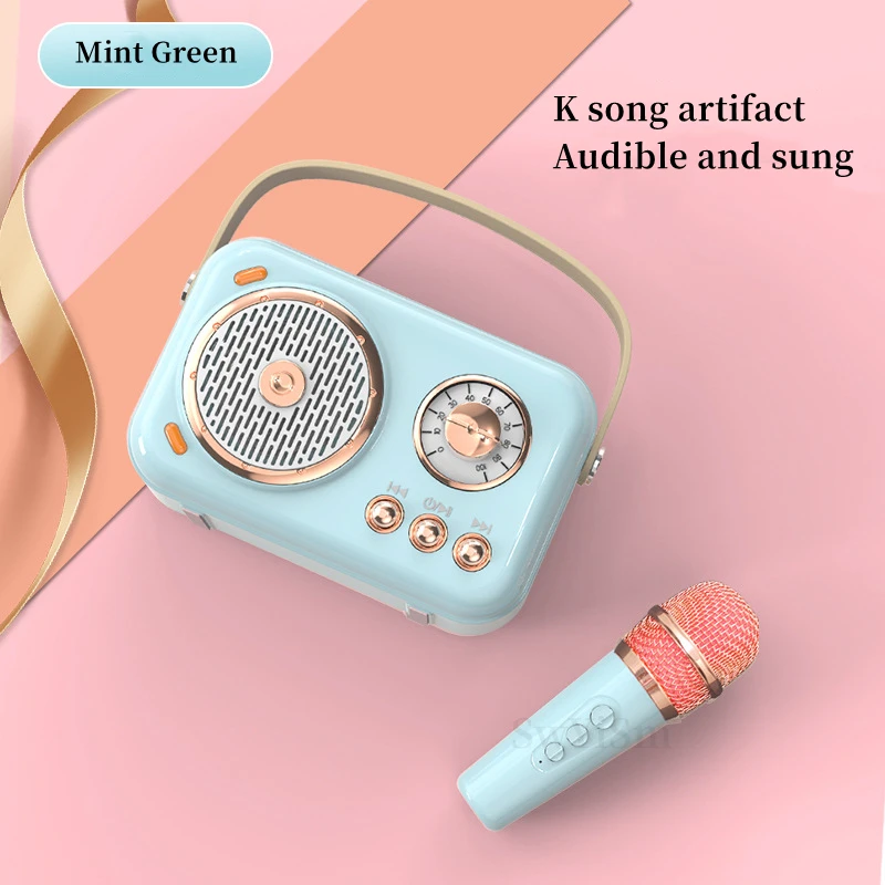 Retro Wireless Bluetooth Speaker Portable Card Audio Mini Microphone Outdoor Karaoke Artifact Car Mobile Phone Caixa De Som