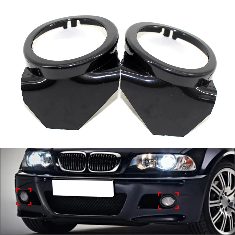 1Pair Front Bumper Fog Light Round Trim Cover For BMW 3-Series E46 2001-2006
