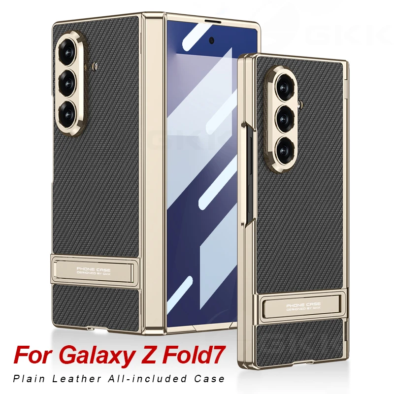

Чехол с магнитным шарниром для Samsung Galaxy Z Fold 7, кожаный защитный кронштейн из стекла для Galaxy Z Fold7