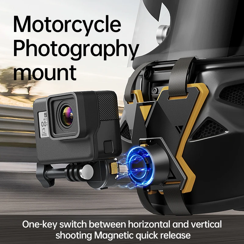 Motorcycle helmet riding chin strap suitable for Action 4 Gopro 12/11/10/9/8/7/6/5 sports camera quick release magnetic bracket