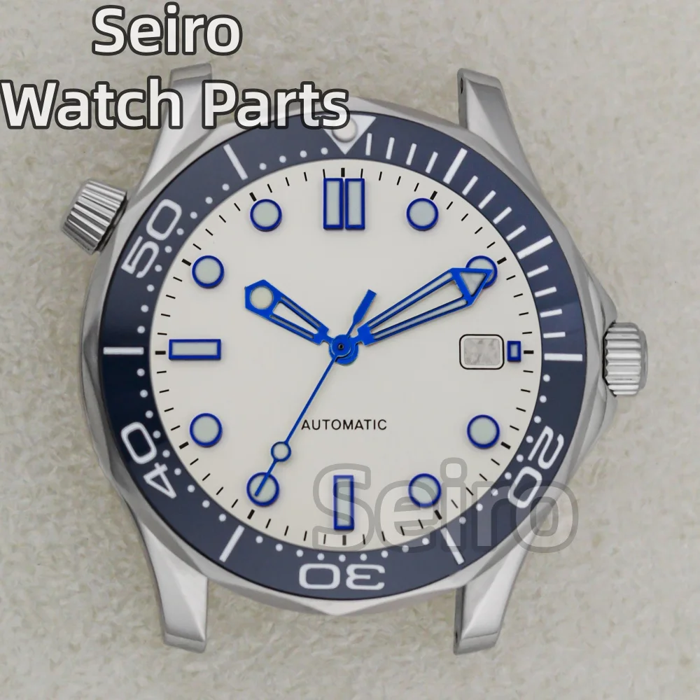 

NH35 Case Watch Dial Hands for Seamaster 300 Stainless Steel 10ATM Waterproof Men Case fit NH35 Automactic Movement Replacements