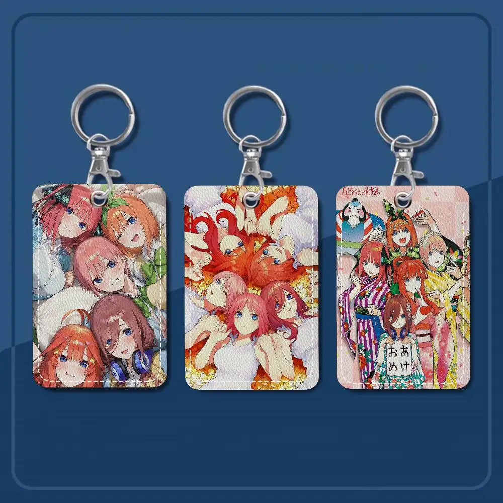 The Quintessential Quintuplets PU Access Card Holder with Keychain - Executive Protection for Bank card,Subway, Bus Card case