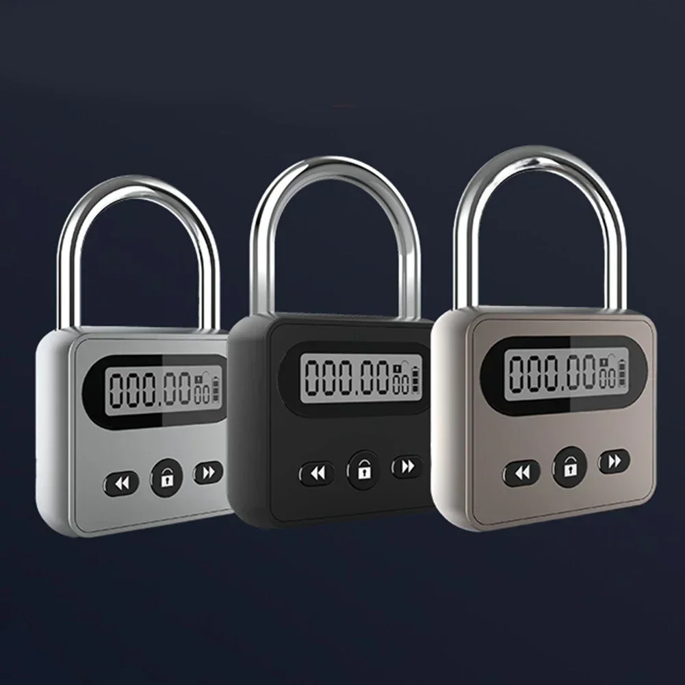 Metal Timer Lock LCD Display Multi-Function Electronic Time 999 Hours Max Timing USB Rechargeable Timer Padlock