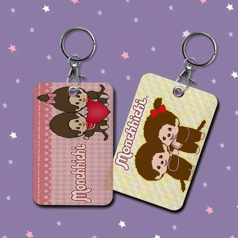 Cartoon M-Monchhichi Keychain Card Holders Keyring Bank Bus ID Credit Cards Key Ring Chains