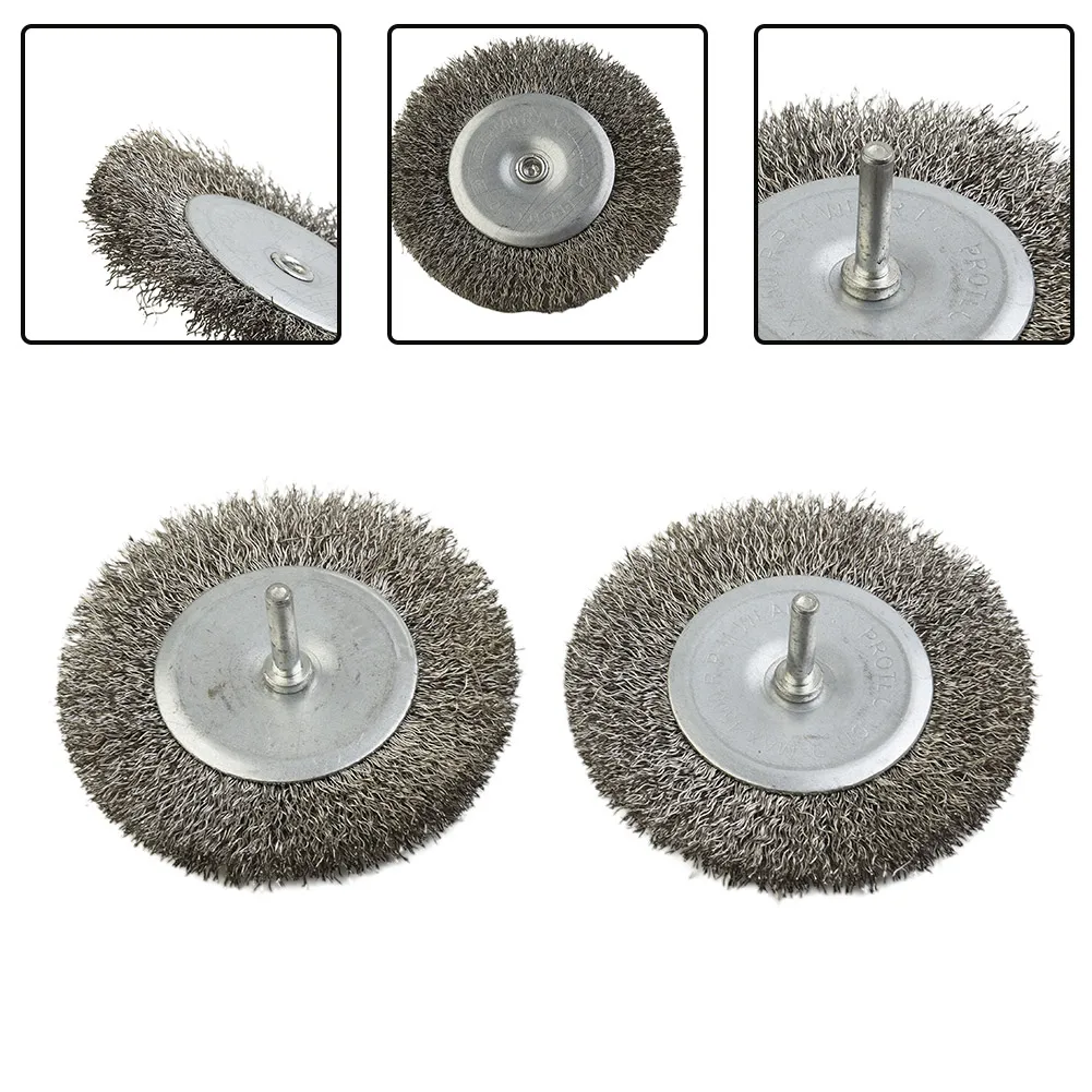 

2pcs Wire Brush Wheel Cup Brush Set For Rotary Tools 100mm Diameter Stainless Steel Wire Wheel Brush Polishing Brush 6mm Handle