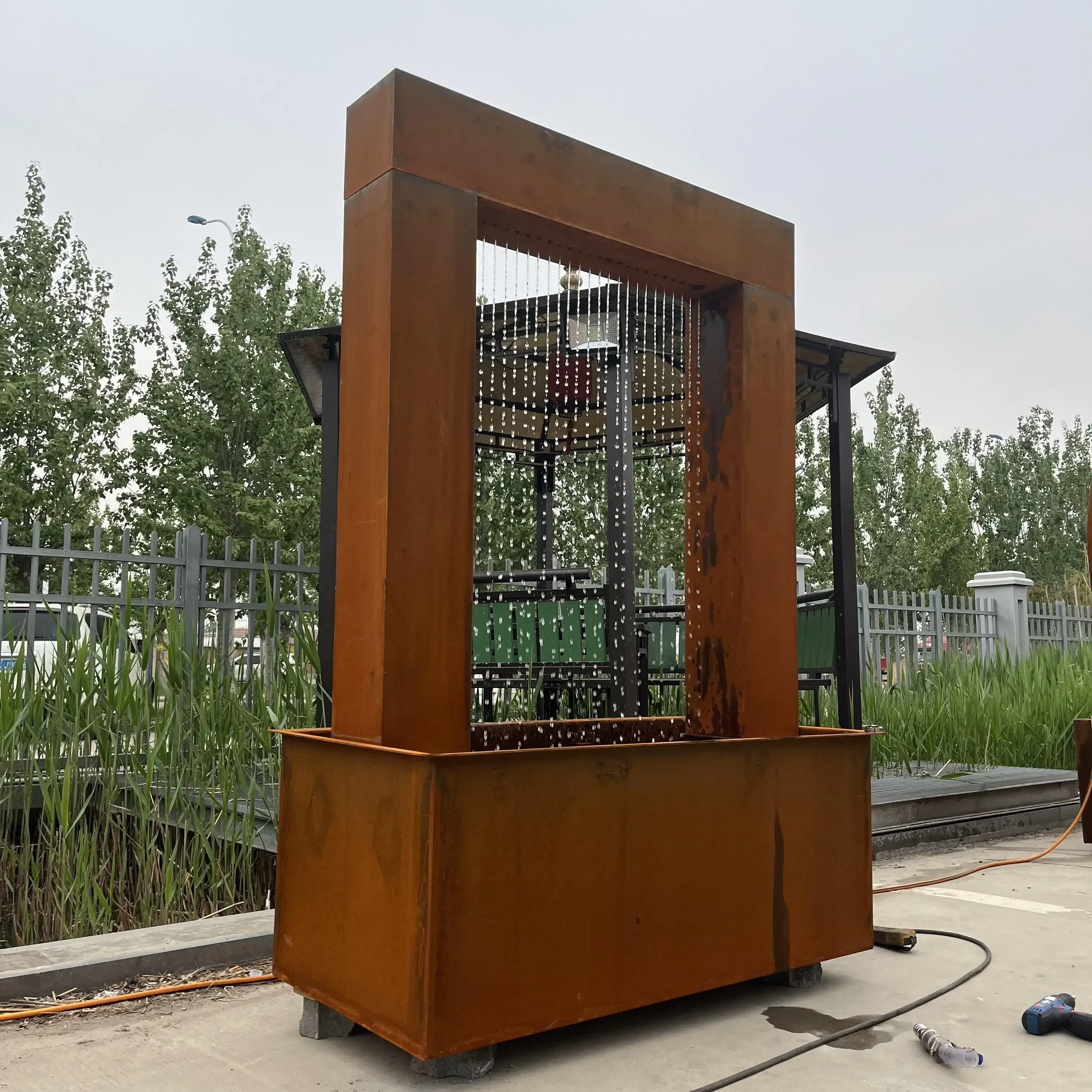 Large outdoor waterfall garden fountains in 5mm corten