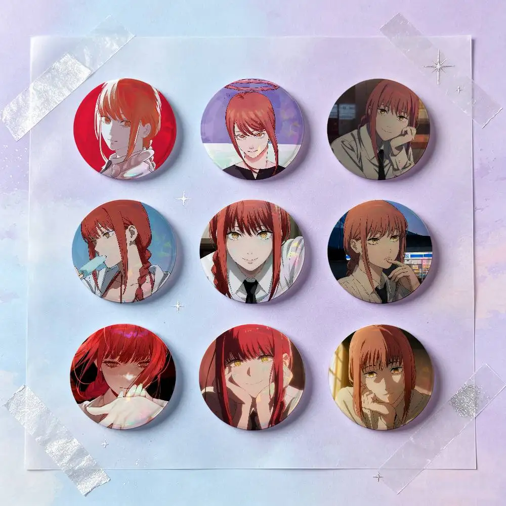 Makima Anime Figure Badges 25 32 44 58 75 Mm Round Cosplay Pin Bag Decor Fans Collect Friends Gifts Brooch Souvenir