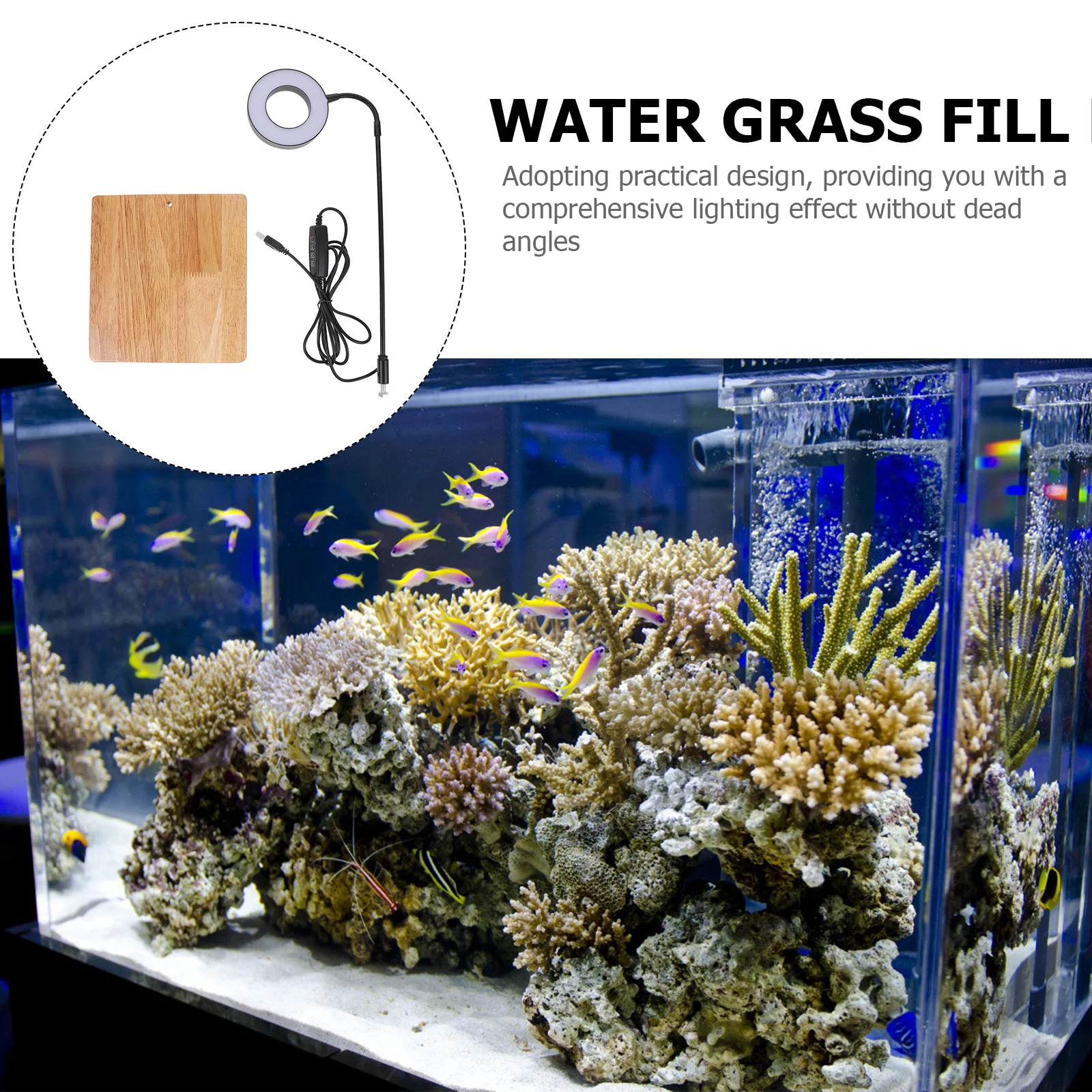 1Pcs Aquarium LED Fill Light Fish Tank USB Powered Lamp Adjustable High Brightness Aquatic Plant Supplement Aquarium Light