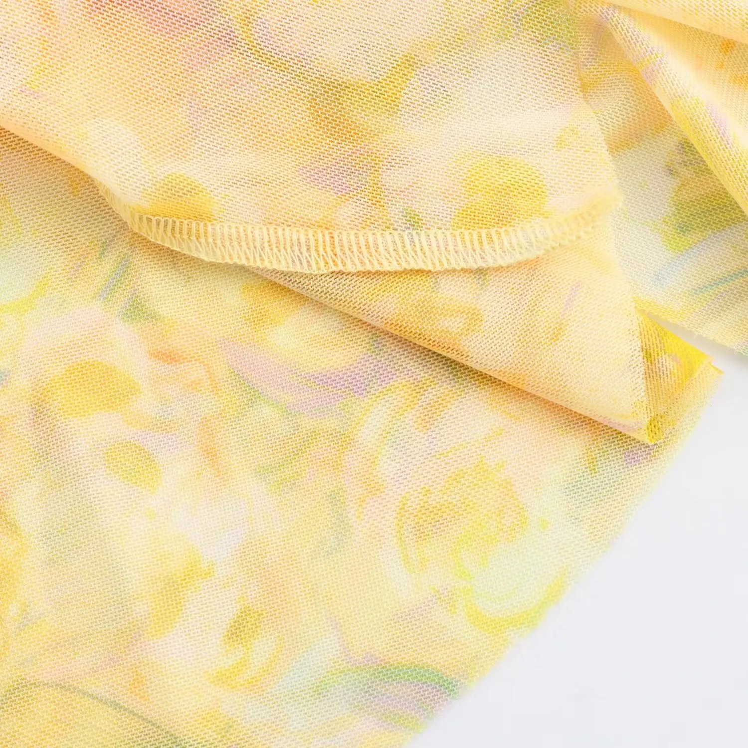 TRAF Yellow Print Tulle Dress Woman Sleeveless Short Dresses for Women Draped Evening Dresses Women Summer 2024 Bodycon Dress