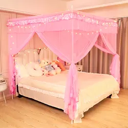 Twin Princess pink Bed Canopy for Girls Bed Curtains  for Bed Drapes Birthday Present Adults Girls Protection Home Room Decor