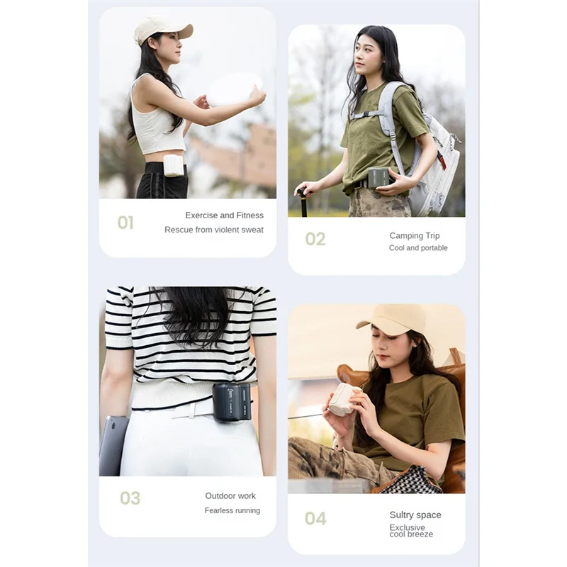 

Luckshopping USB Портативный персональный подвесной поясной вентилятор 4500 мАч Перезарядка Носимый электрический вентилятор Спорт на открытом воздухе Вентилятор кондиционера