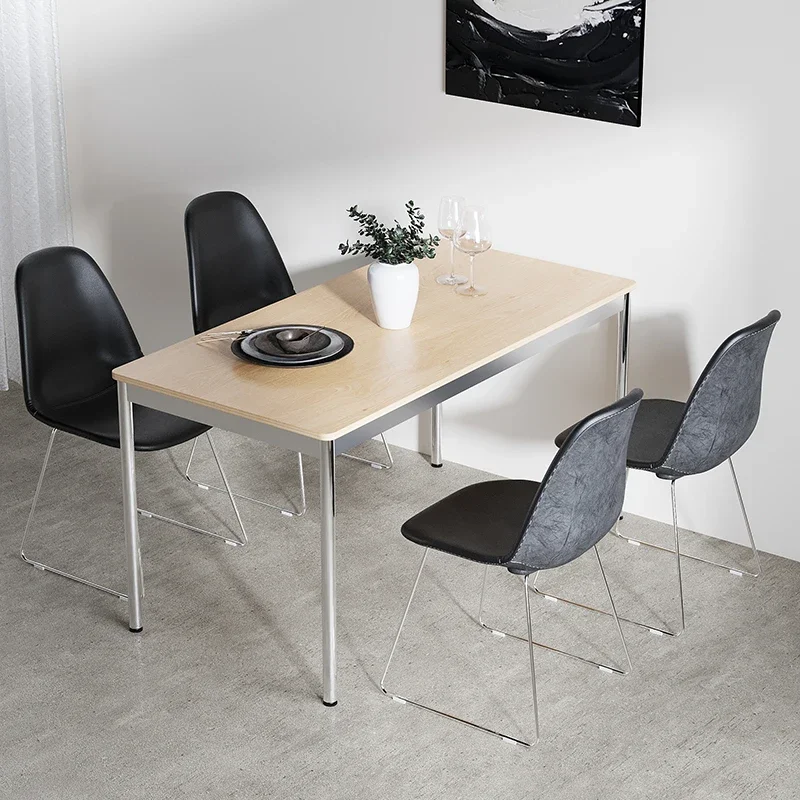 Rectangle dining table Imported birch multi-layer plate Stainless steel dining table Desk desk