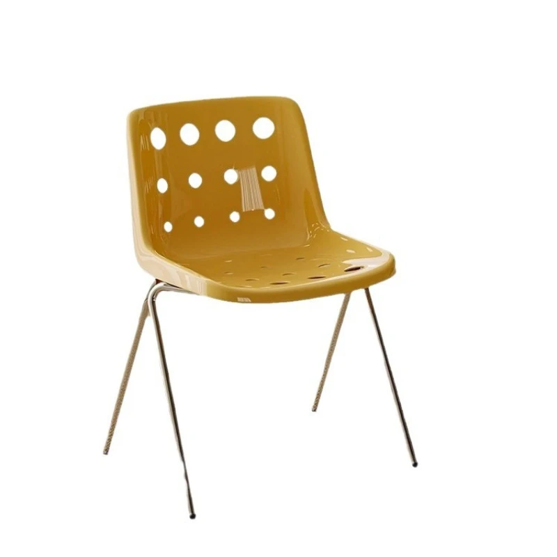 Household Plastic Dining Chair Cheese Chair Simple Medieval Dining Chair Cream Wind Backrest Stool