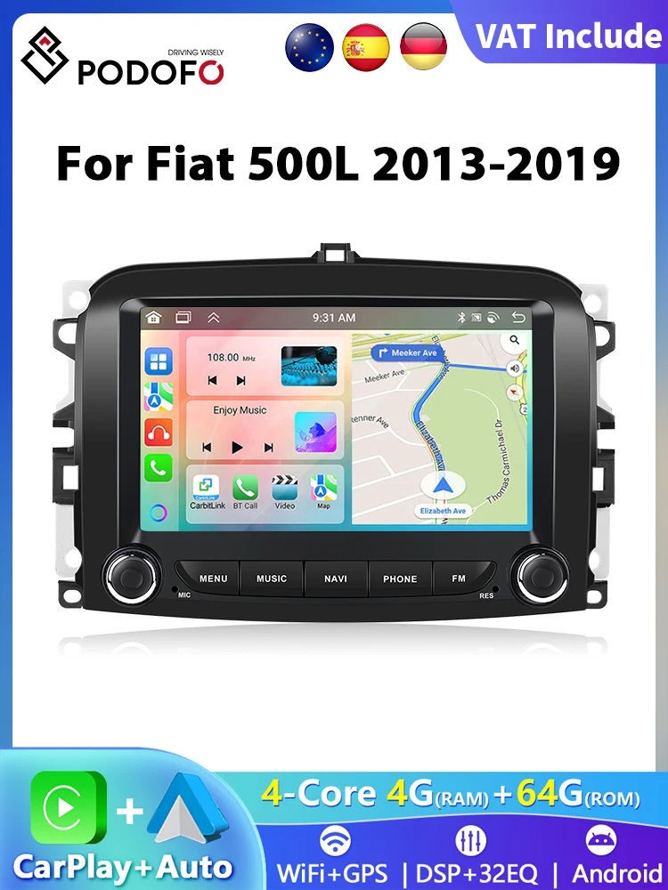 CarPlay Android Radio Voor Fiat 500L 2013-2019 omdat Multimedia Speler 2din GPS Stereo Navigatie Intelligent Systeem Autoradio RDS - afbeelding 2