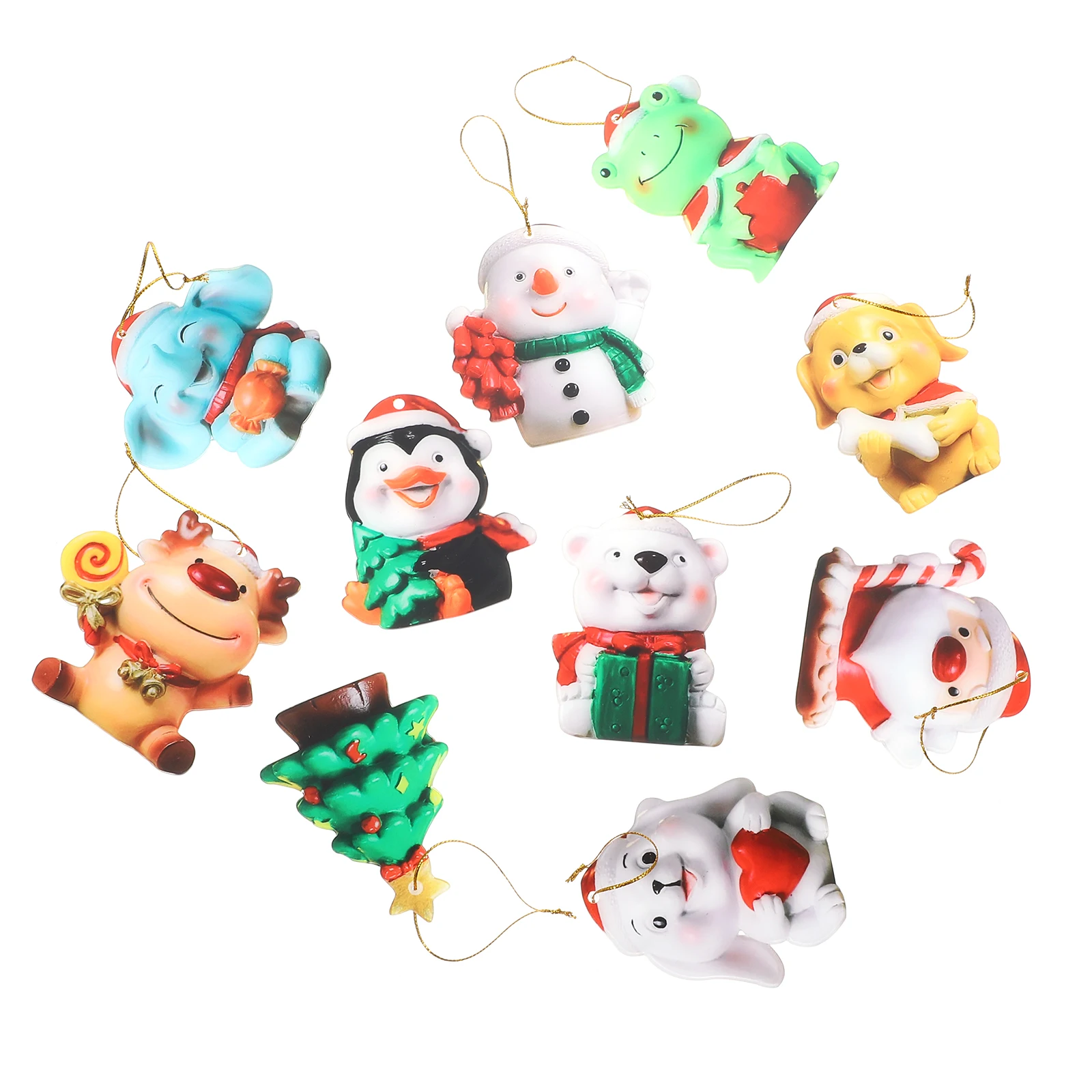 

10Pcs Christmas Tree Hanging Ornaments Cartoon Acrylic Xmas Decoration Party Favor Winter Holiday Decor Supplies