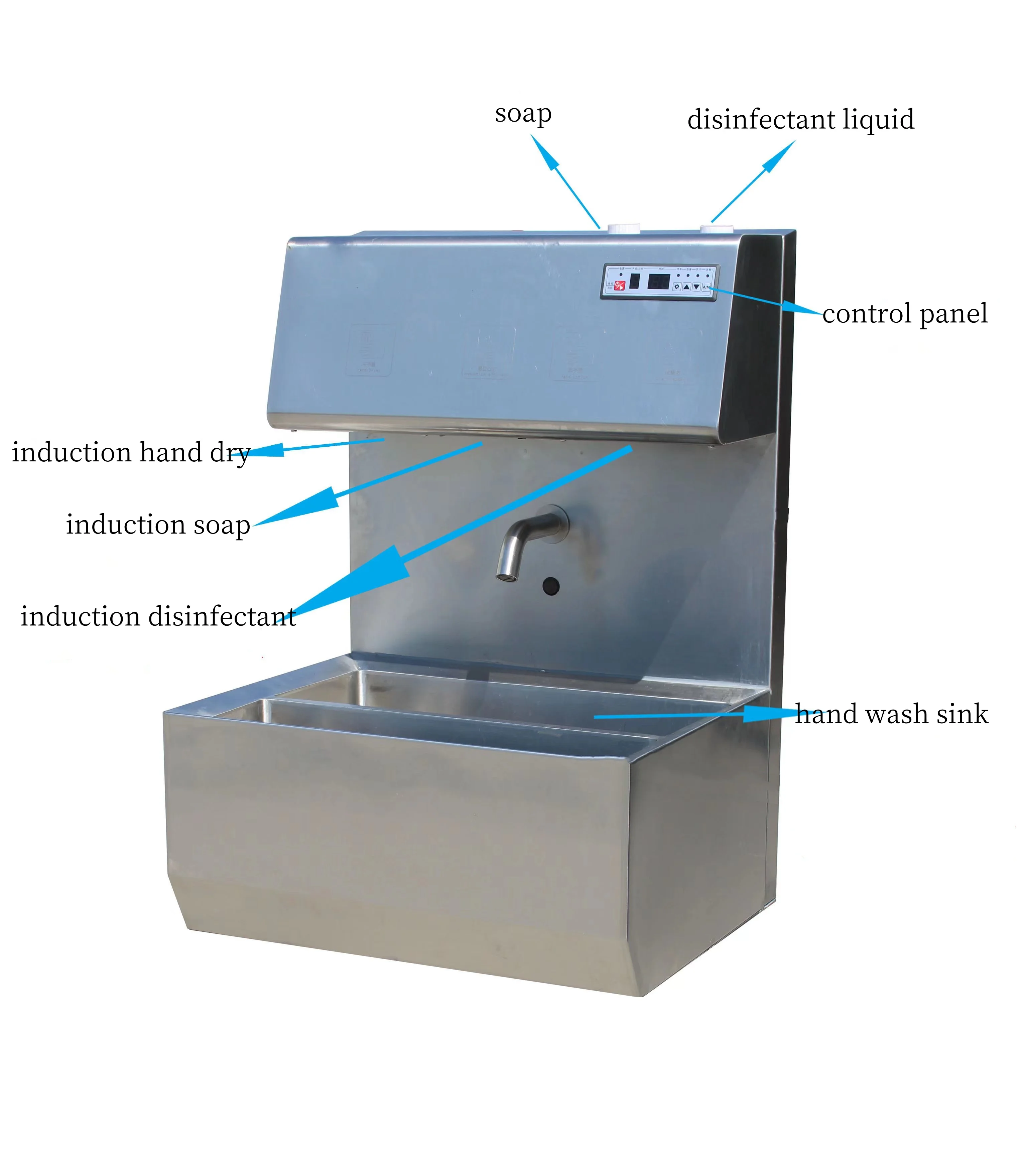 304 stainless steel hand sanitizer and drying sink with soap dispenser for food industry cleaning equipment