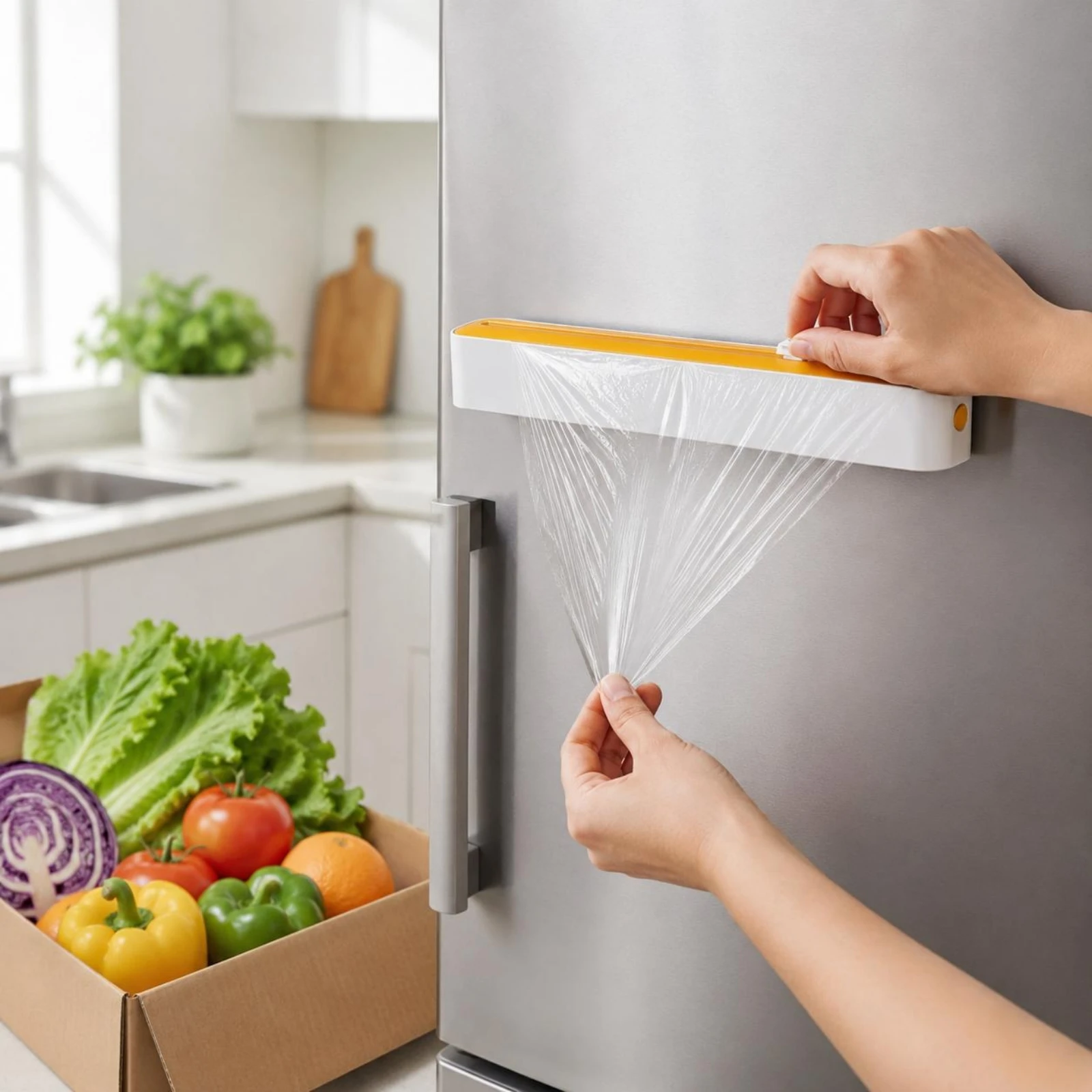 Suction Cup Cling Film Cutter Sliding Blade Cling Film Cutter Kitchen Tool Compact Rounded Edges