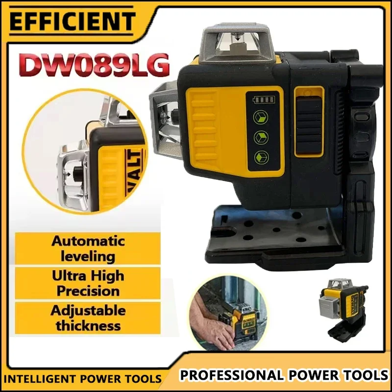 

Fit Dewalt DW089LG Laser Level Meter 3 Sides 360 Degree Vertical 12 Lines Green Light 12 Lines Horizontal Outdoor Fit Lithium Ba