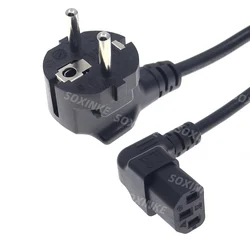 Angled C13 Computer EU Power Cable European Type F Adapter Plug to IEC C13 Extension Cord For Monitor PDU Antminer Printer 1m