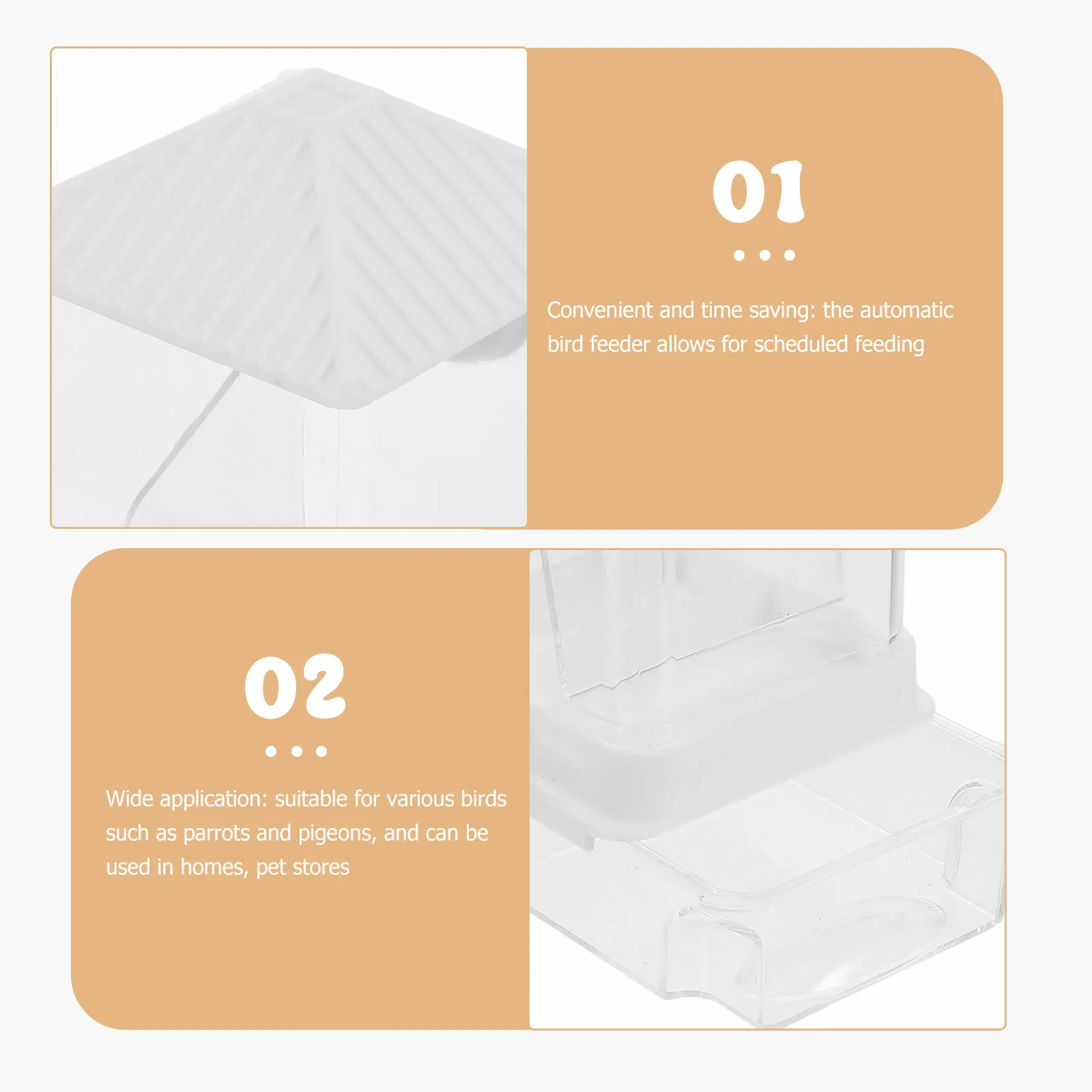 Automatic Bird Feeder No-Spill Plastic Parrot Feeding Dish Budgie Lovebird Food Dispenser Box for Home Pet Cage Accessory view 2