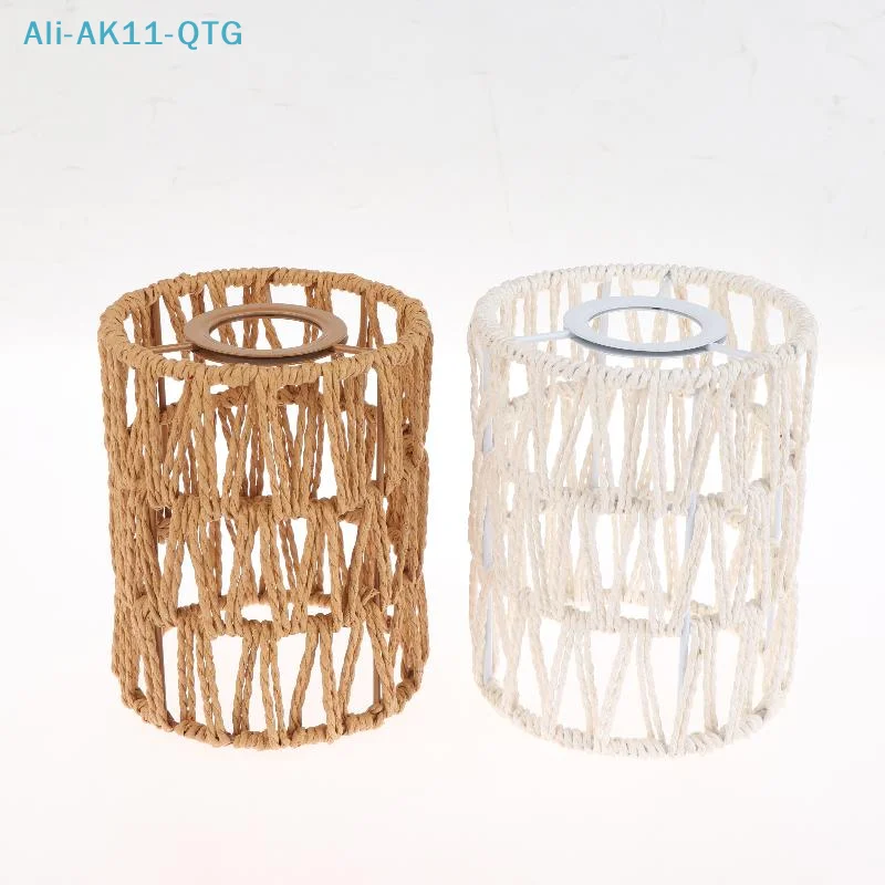 Hot！Handmade Paper Rope Woven Rattan Lampshade Boho Decorative Lampshade Table Lamp Decorative For Garden Yard Living Room