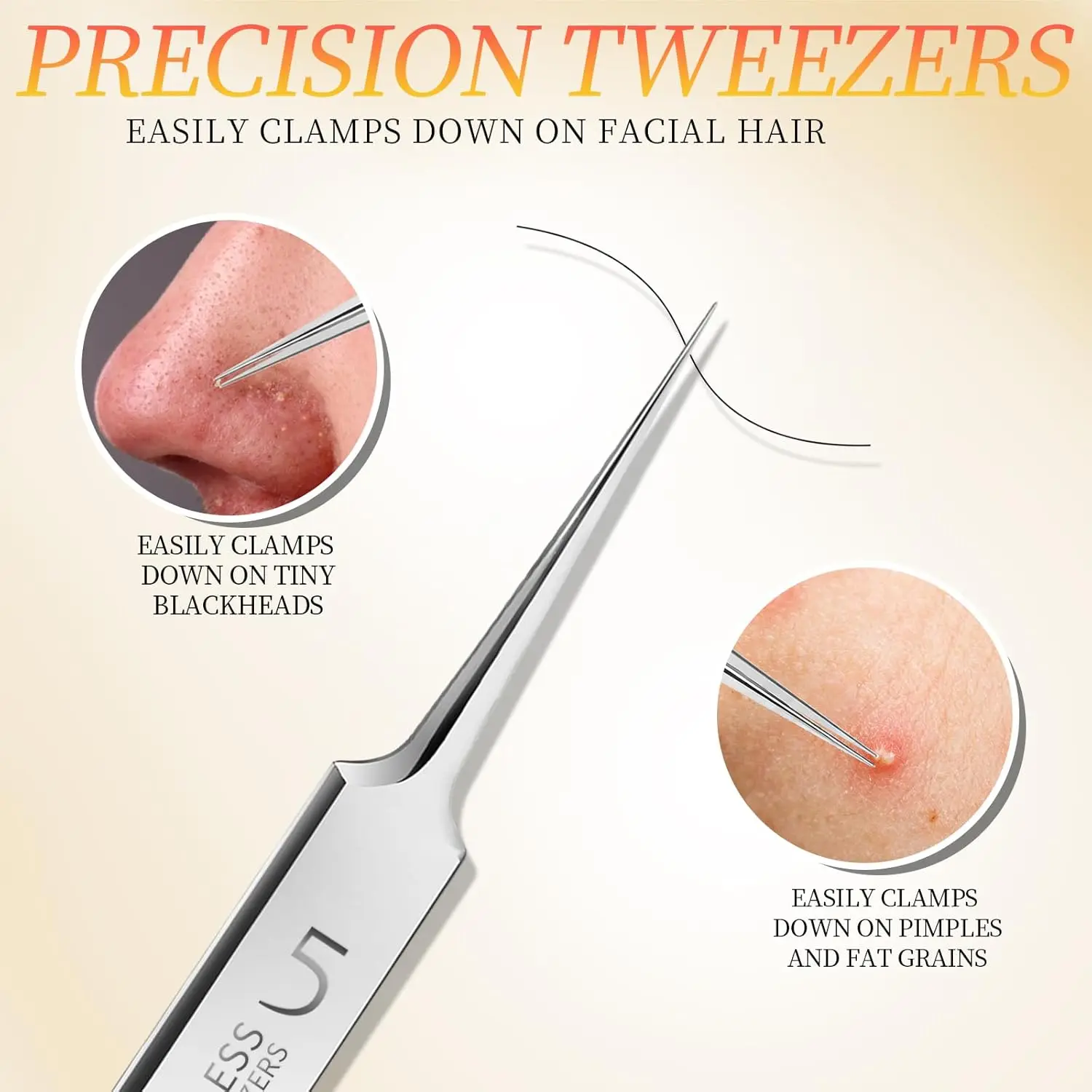 4 pçs pinças de cravo de aço inoxidável e espinha popper kit de ferramentas pinças de sobrancelha profissional para cuidados faciais homem e mulher