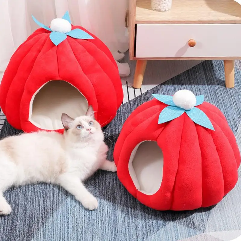 Winter Warm Pet dog Bed Kennel Cat Sleeping House Pumpkin Puppy kitten cave bed Semi Enclosed cozy nest Tent pet supplies