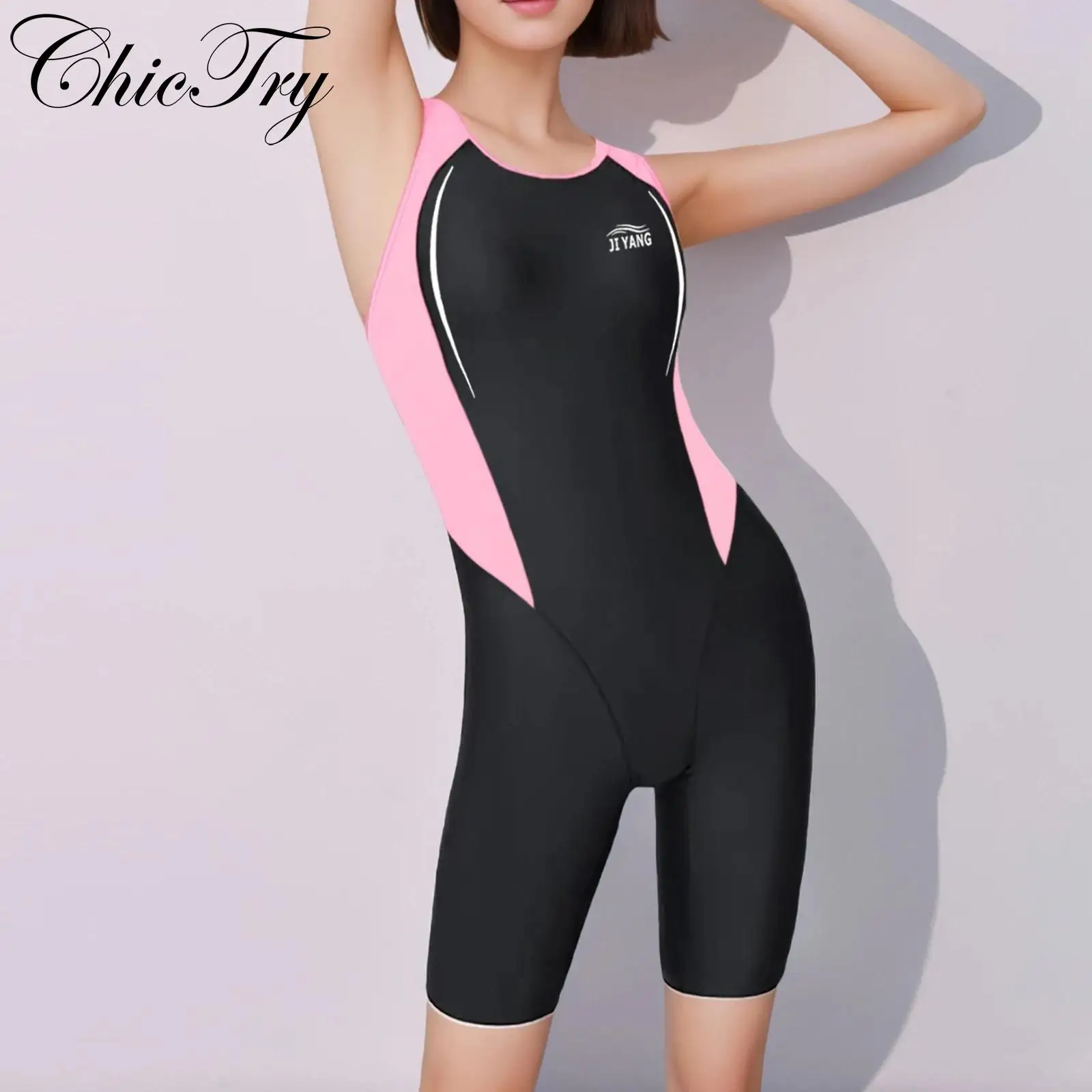 

Womens One Piece Athletic Swimsuit Rash Guard Scoop Neck Sleeveless Open Back Swimwear Diving Wetsuit Surfing Beach Bathing Suit