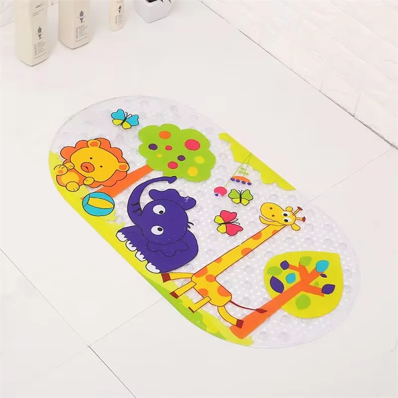 Cartoon Bathroom Foot Mat Oval Shower Anti-slip Mat Household Bathroom Floor Pad Washable Bathtub Mat Translucent Toilet Rugs