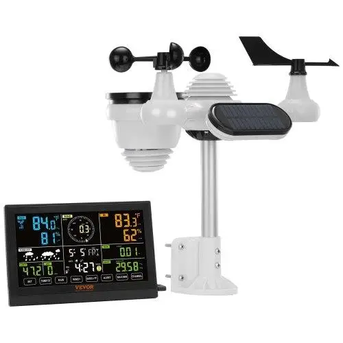 7-in-1 Wireless Weather Station with 7.5'' Color Display - Indoor/Outdoor Temp, Humidity, Wind, Rain, UV & Forecast