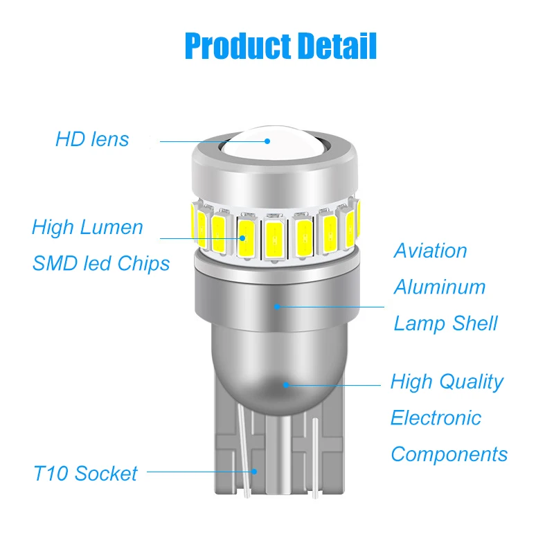 2x High Power T10 W5W 194 168 CANBUS NO ERROR Car LED DRL Backup Reverse Dome SIDE INDICATOR Lights Car Light Sourc