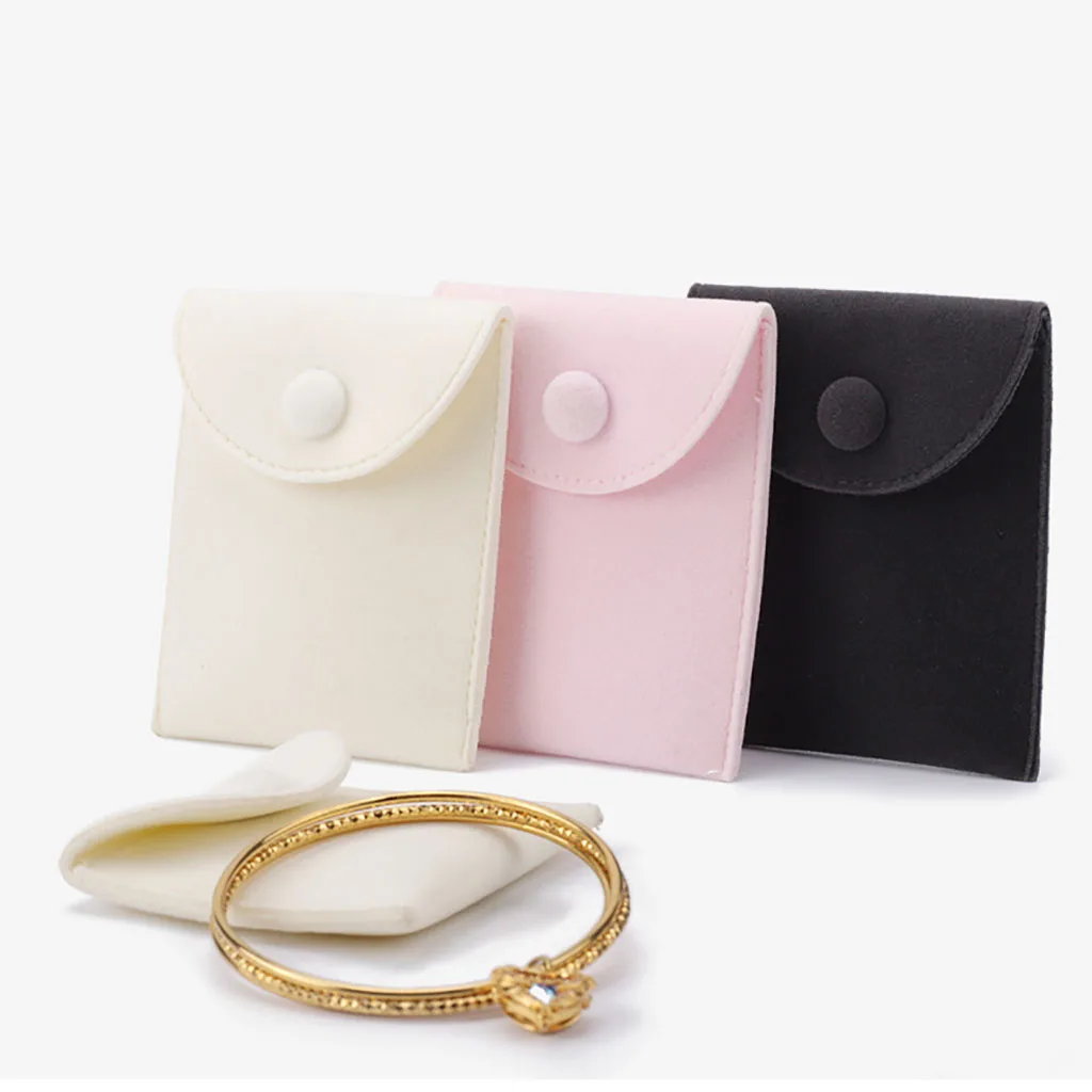 10PCS Square Velvet Jewelry Bags 7x7cm Snap Fastener Necklace Earring Bracelet Gift Wedding Packaging Pouches Free shipping