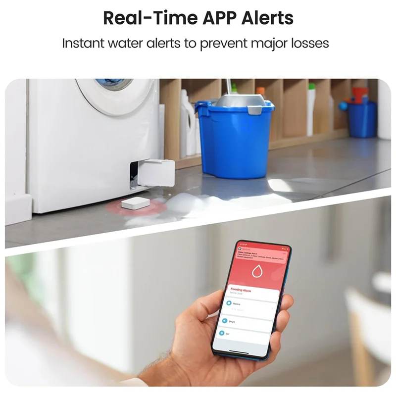 ABBY-Zigbee Water Leak Detector 2.4Ghz Water Sensor Alarm, Alarm Wireless Water Leak Sensor For Basement, Kitchen, Bathroom