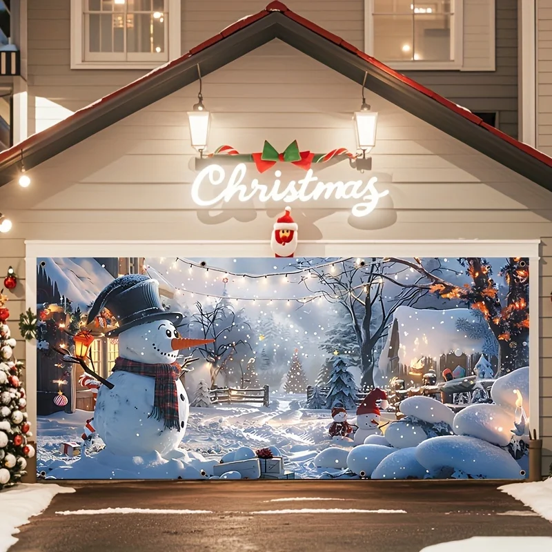 

1 шт. 2D плоский, зимний ночной снеговик, гаражный баннер - для входа, сада - Рождества, зимнего украшения, без необходимости wsj