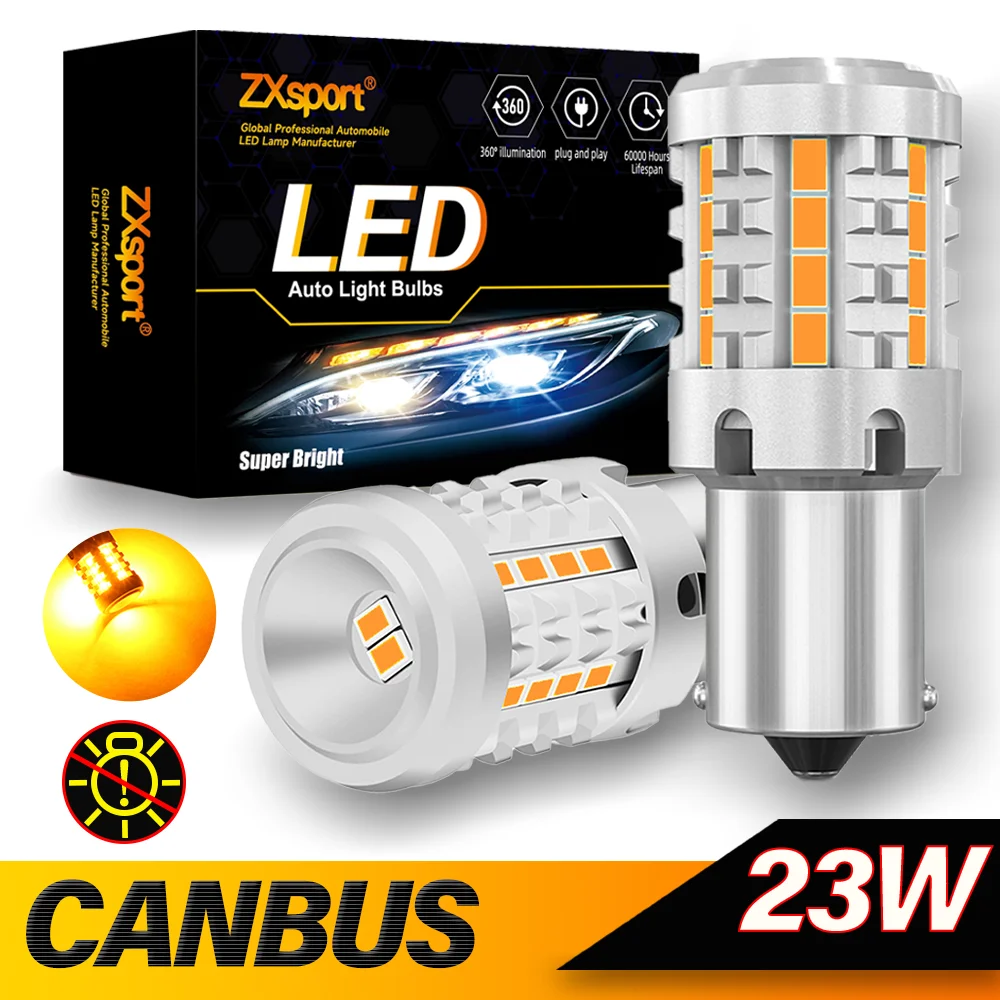 Auto No Hyper Flash Led Lights P21W Car Tuning Canbus Signal Lamp 1156 BA15S PY21W BAU15S T20 7440 WY21W Amber Yellow 12V 6500K